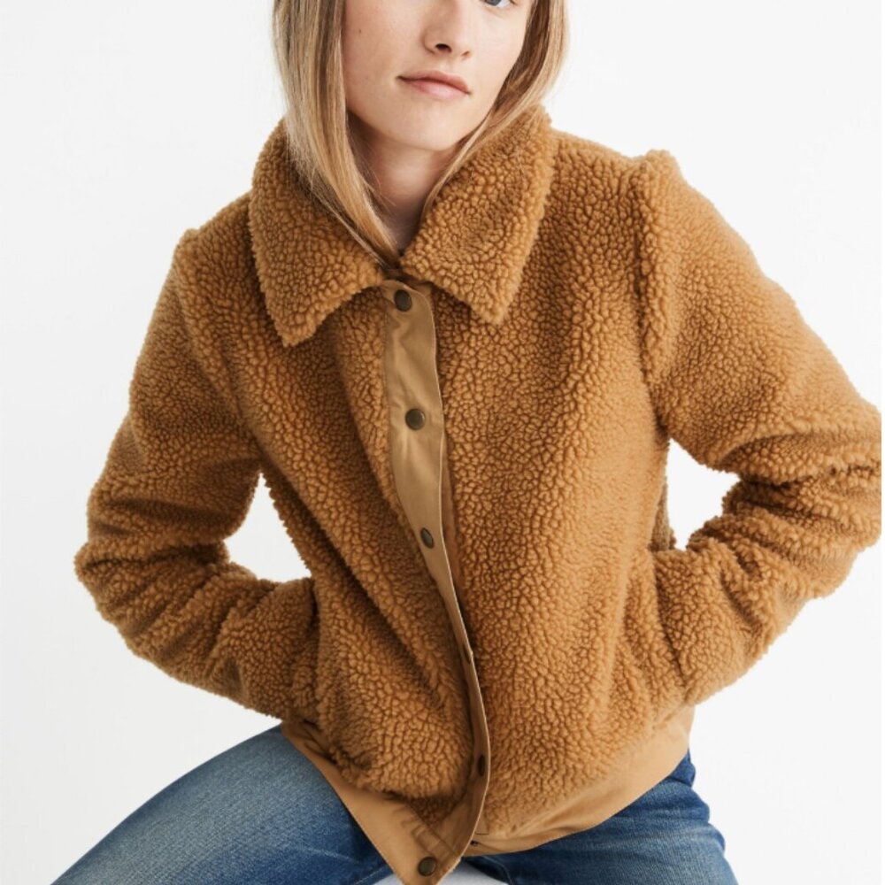Madewell Sherpa Portland Jacket Distant Sand Melange Size Small